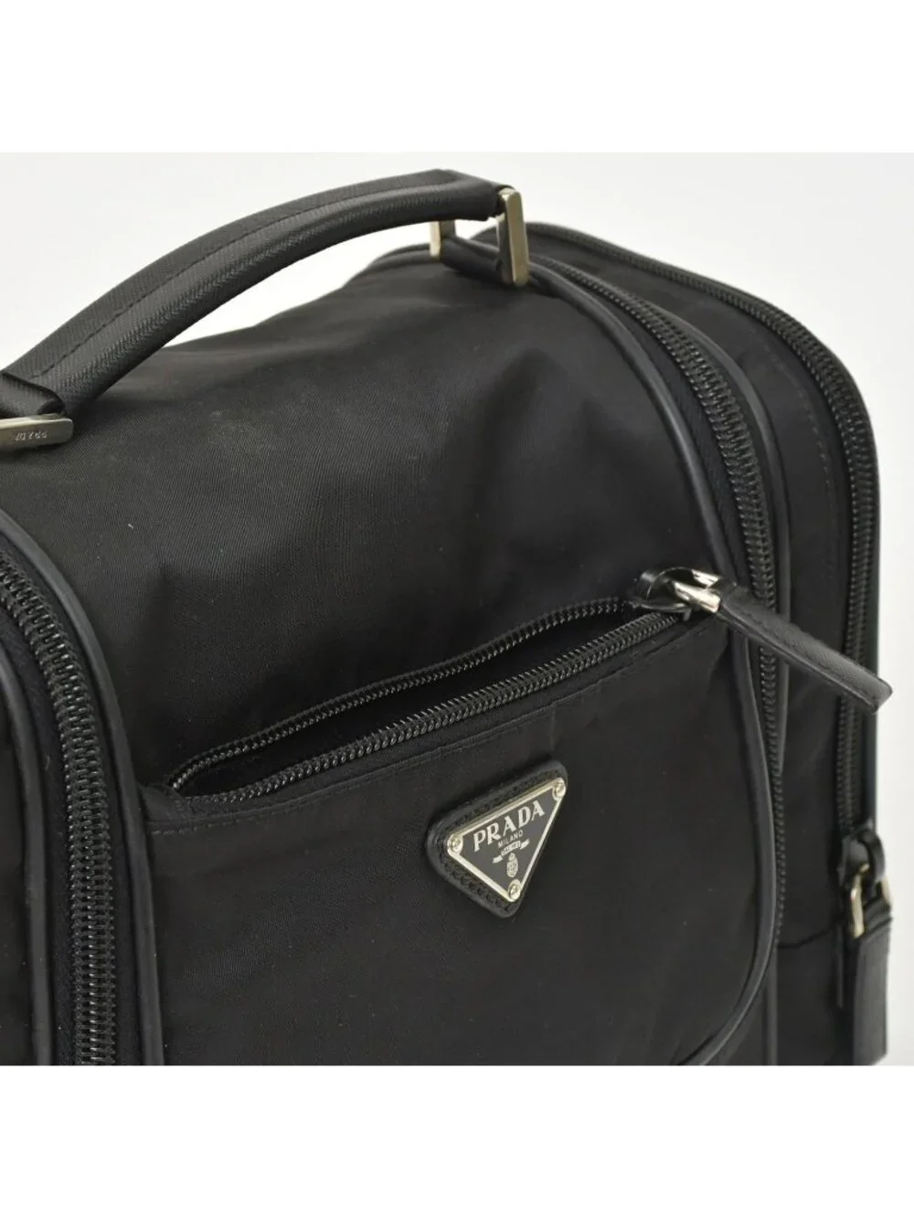 Prada Re-Nylon Travel Bag Carry on Pouch Nylon Saffiano Leather Triangle Logo